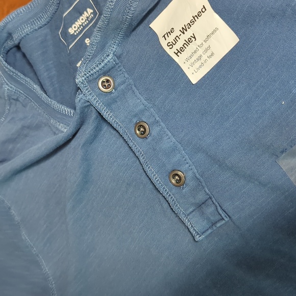 Sun-Washed Henley Men's Short Sleeve Tee Sonoma Small Blue - Picture 8 of 9